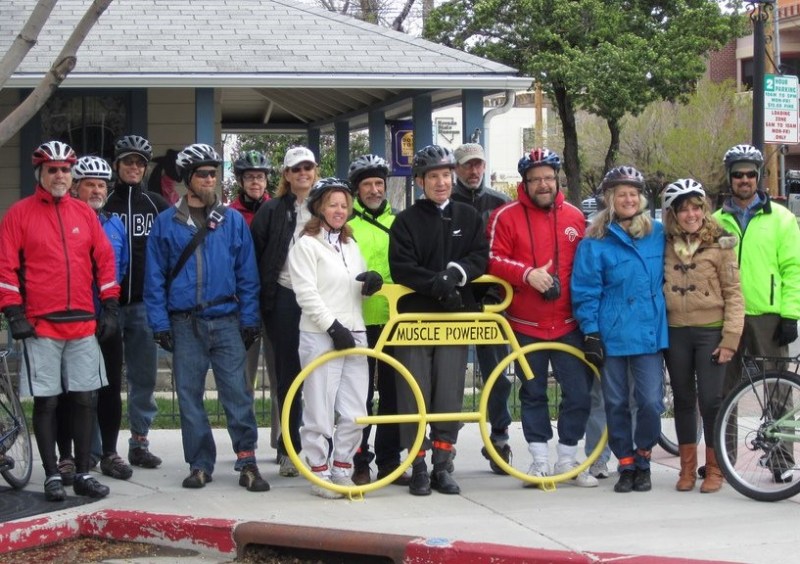 Photo courtesy Muscle Powered. Local officials gather prior to the start of the Celebrity Ride.