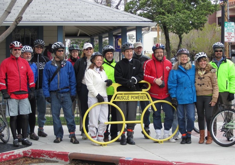 Photo courtesy Muscle Powered. Local officials gather prior to the start of the Celebrity Ride.