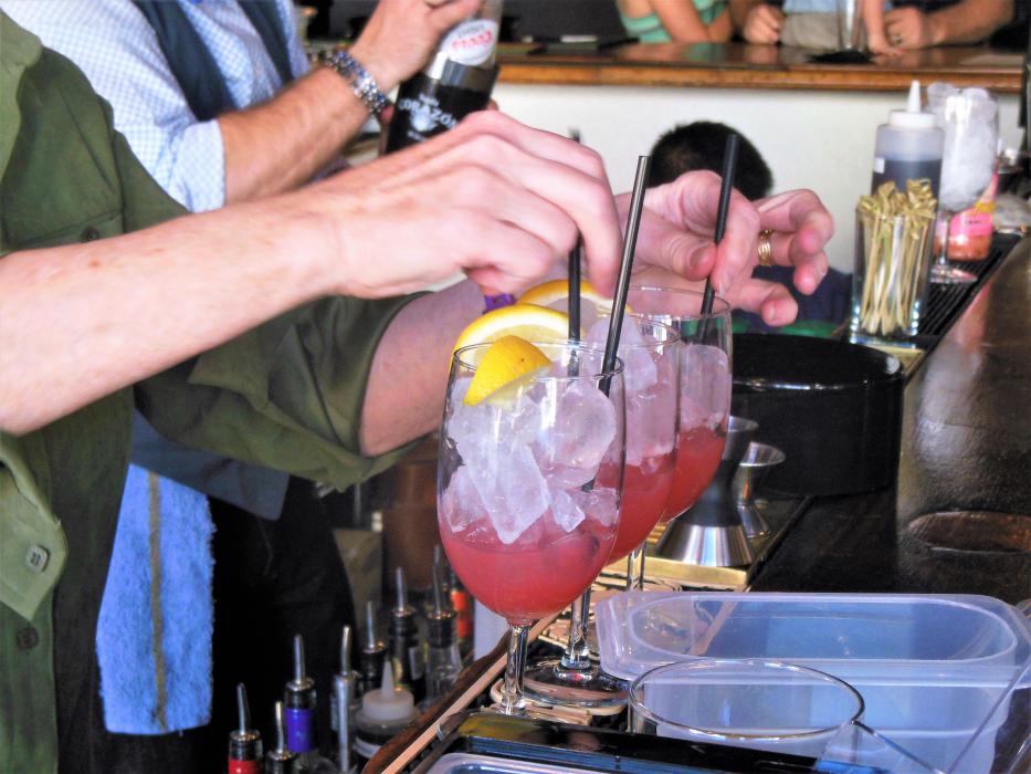 Cocktails being assembled being the dining room bar at Battle Born Social.