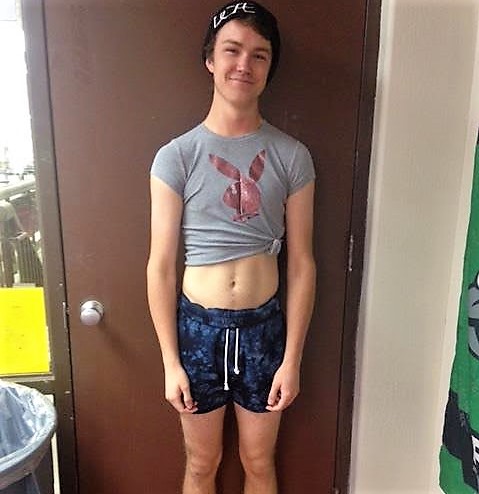 A student models inappropriate dress that violates the CHS dress code.
