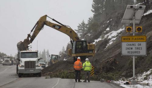 This photo by NDOT was taken in April when a rockfall closed the road.