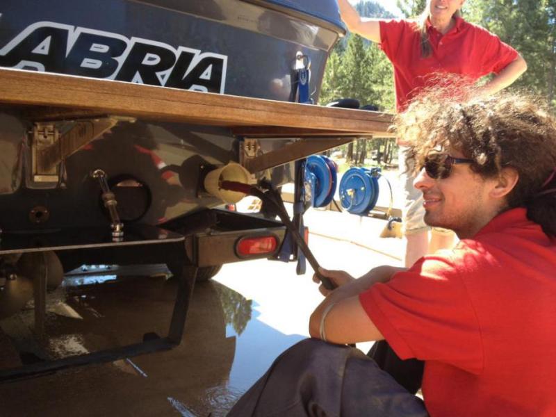 The rules are designed to stop transport of aquatic invasive species. Photo courtesy of Tahoe Resource Conservation District.