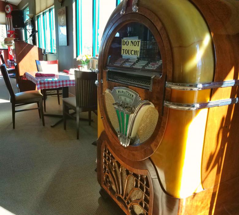 A vintage working juke box at the new Cadillac Cafe.
