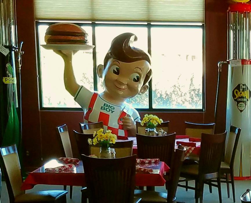 Bob's Big Boy presides in a corner of the new Cadillac Cafe.