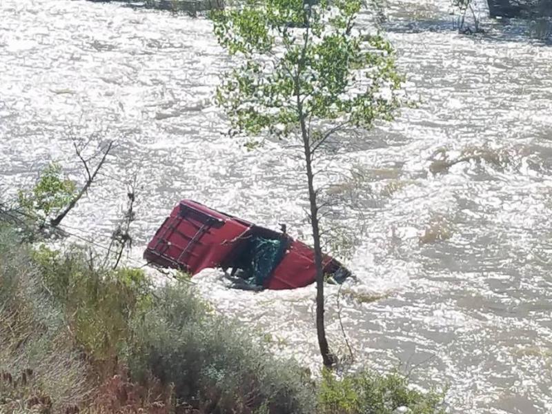 The vehicle went into the river early Friday morning. Photos courtesy of Crystal Pacheco.