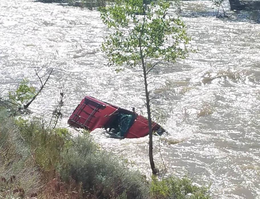 The vehicle went into the river early Friday morning. Photos courtesy of Crystal Pacheco.
