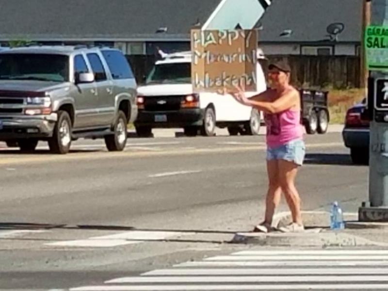 Photos by Brett Fisher. E.D. Crouser of Carson City at Hwy 50 and Fairview Friday.