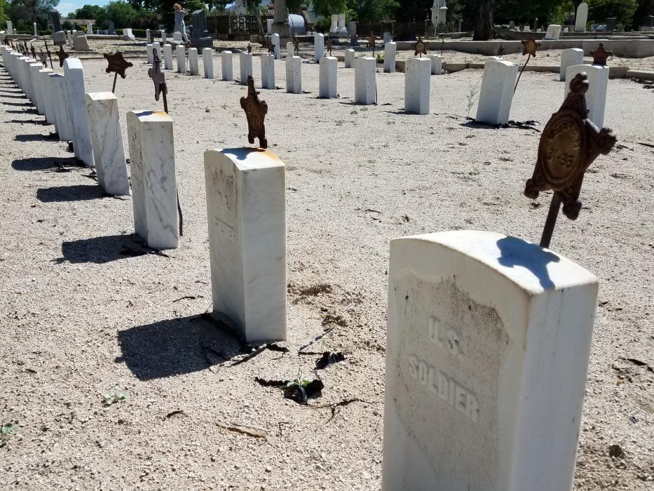 Unidentified U.S. soldiers exhumed from Fort Churchill and reinterred at Lone Mountain Cemetery in 1885.