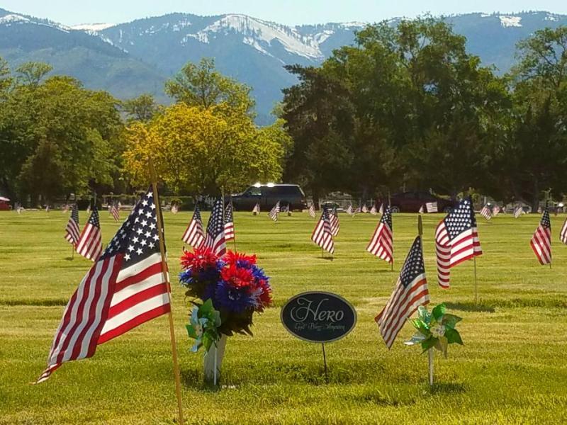 Photos by Brett Fisher. A hero's resting place at Lone Mountain Cemetery.
