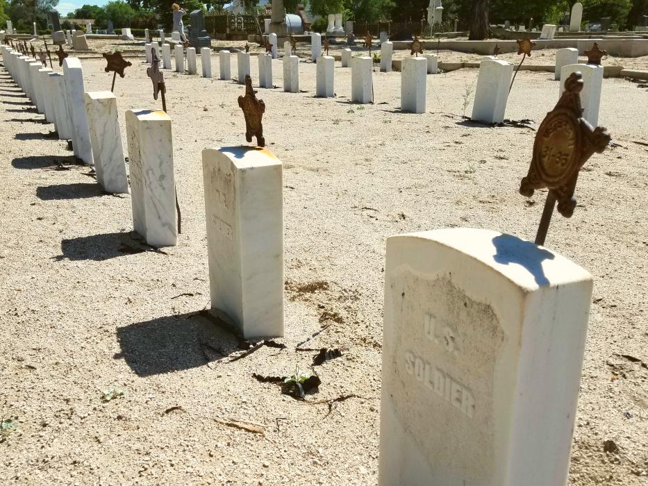 Rows of unidentified U.S. soldiers originally buried at Fort Churchill, but now rest in Lone Mountain Cemetery.