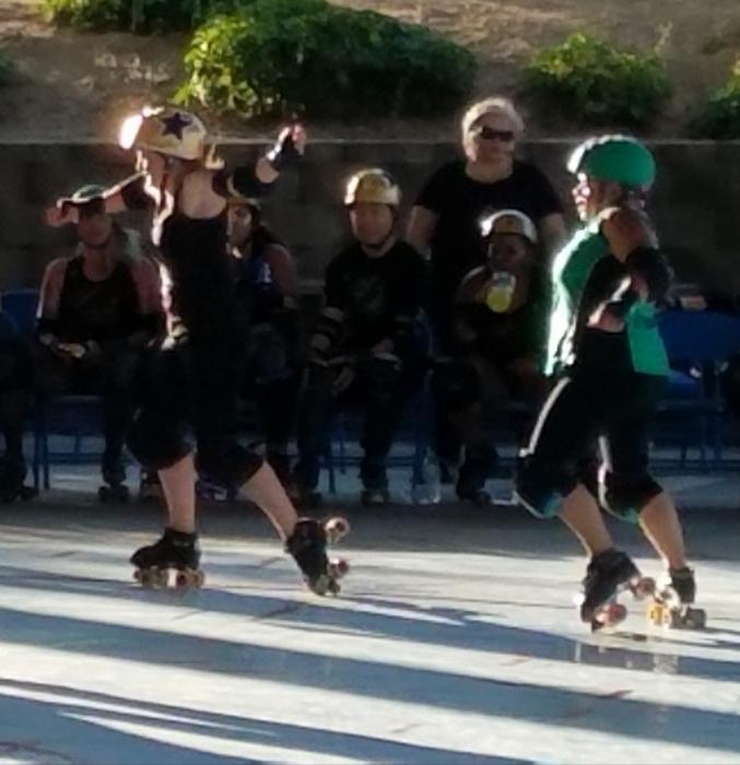 A CVR jammer keeps her balance after getting past Port City blocks.