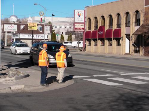 A crosswalk safety exercise conducted last year in Carson City.