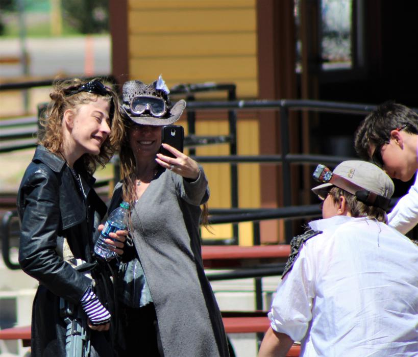 Steampunk participants pose for photos Saturday at the NSRM.