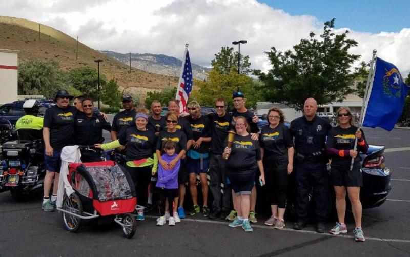 Carson City Sheriff's Office, Nevada Highway Patrol and Special Olympics Athletes on the torch run to Reno Friday.