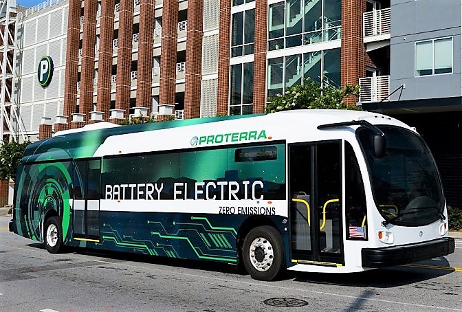 Photo courtesy Proterra. A prototype autonomous bus being tested in the San Francisco Bay Area.