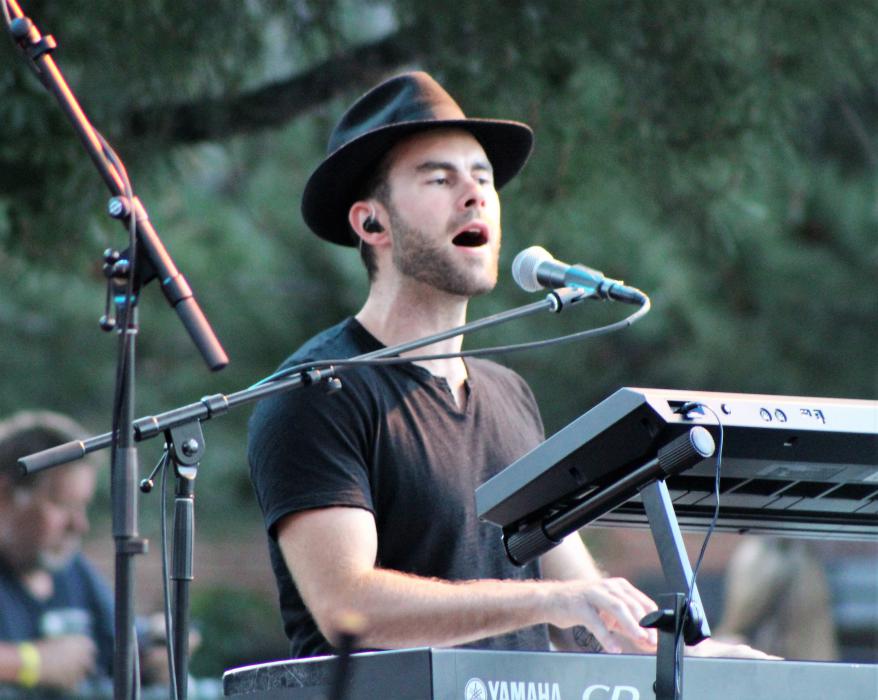 Pianist for The Novelists takes lead vocal for a song.