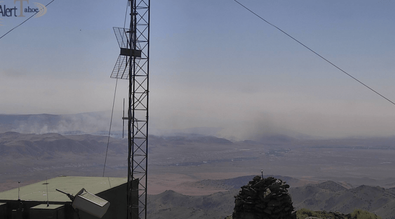 Fire near Wadsworth as seen from the UNR Seismo Lab Virginia Peak cam.