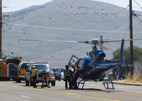 The motorcycle rider was flown by Care Flight. Photo courtesy, Bryce Youngman