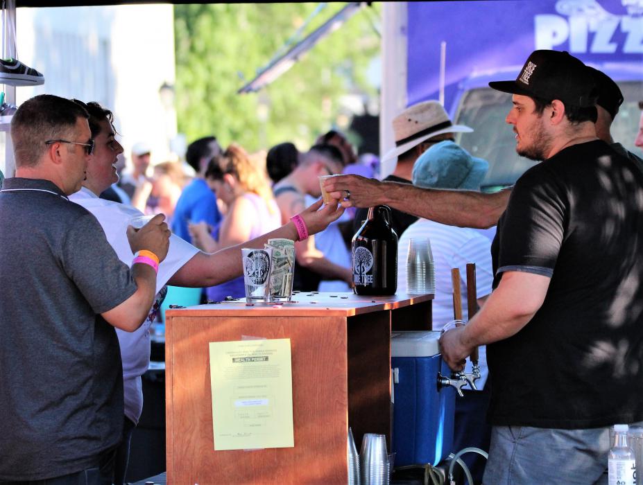 Jeff and Paul Young serve their brews from the Shoe Tree Brewery.