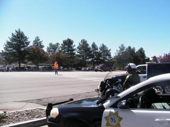 Carson City sheriff's deputies patrol Stewart Street during a crosswalk operation last year. Photo by Jeff Munson