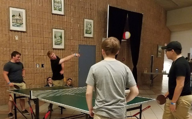A Table Tennis match heats up at the CHS Safe Grad.