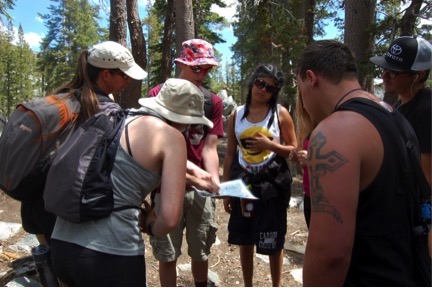 PHS Students Plan Their Route Through Desolation Wilderness.