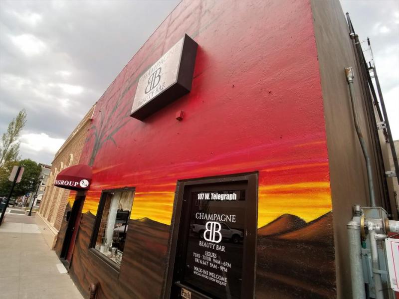 Photos by Brett Fisher. A mural painted by Mauricio Sandoval on W. Telegraph St.