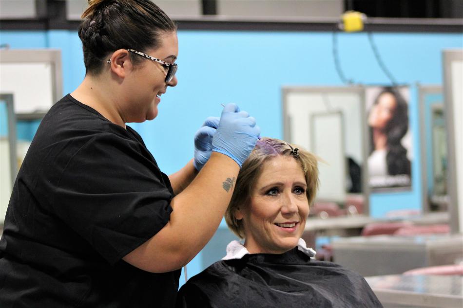 Jesika Yochum has her hair colored Thursday at Sierra Academy of Style.