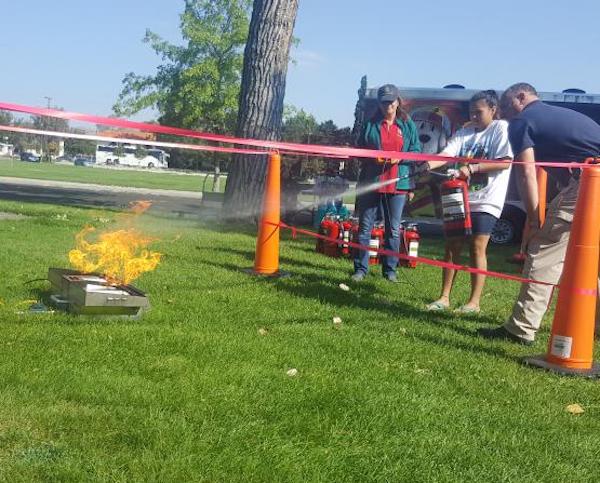 Fire extinguishing training was offered at the event.