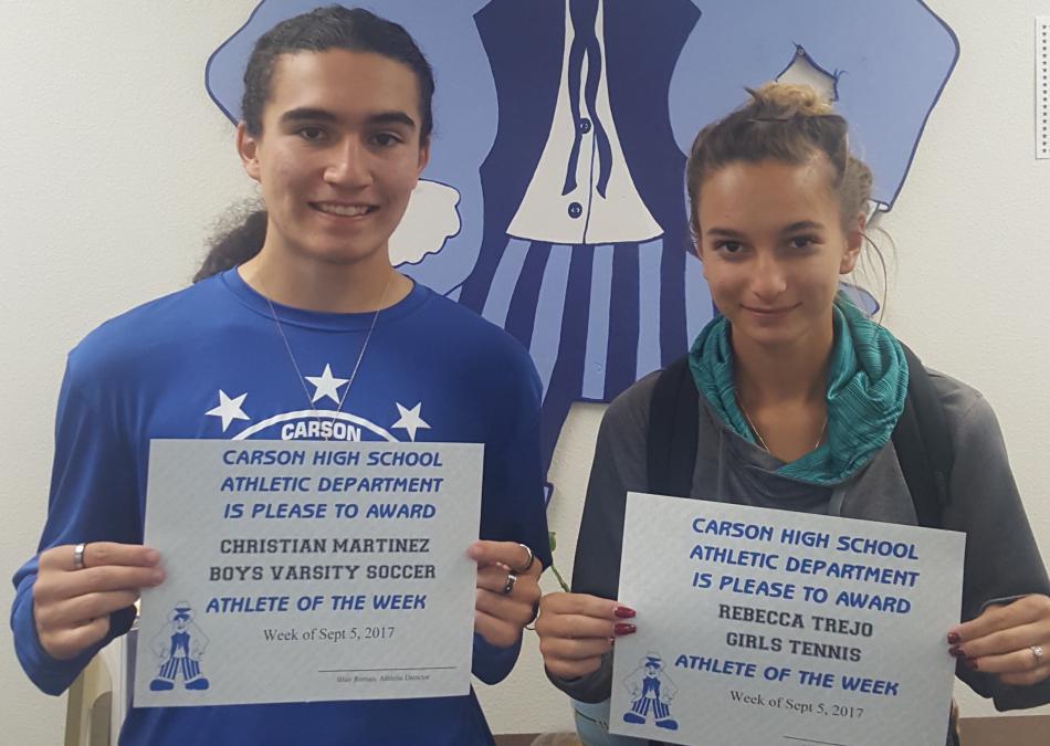 CHS Athletes of the Week Christian Martinez and Rebecca Trejo.