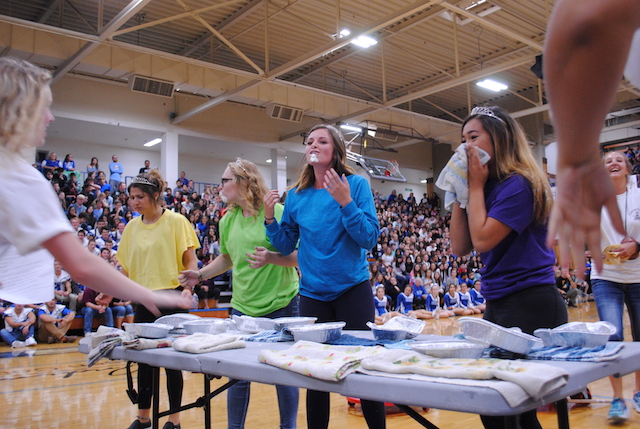 CHS Friday assembly parrticipants getting ready for Homecoming next week. Photo by David Remer