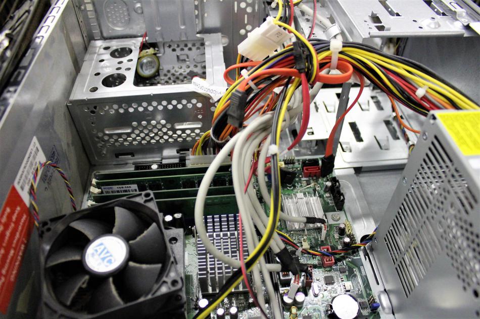 Inside a computer tower.