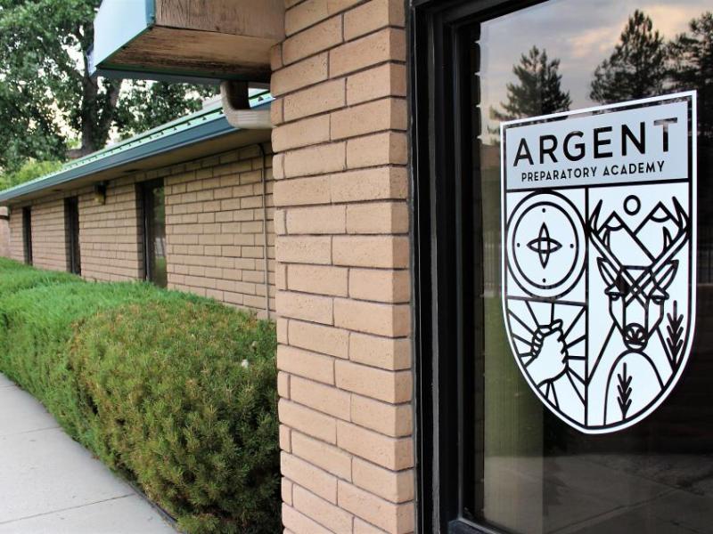 Photos by Brett Fisher. Main entry to Argent Preparatory Academy along Fairview Drive.