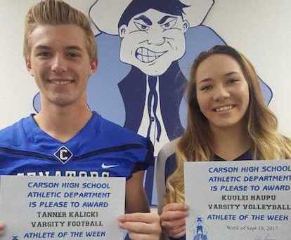 Athletes of the Week Tanner Kalicki and Kuulei Haupu.