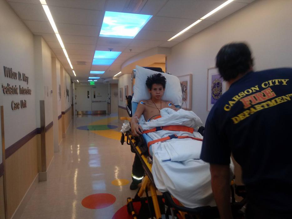 Troy Winkler, 13, was taken to the children's ICU ward after being bitten by a baby rattlesnake. Photos provided by Terri Zittel