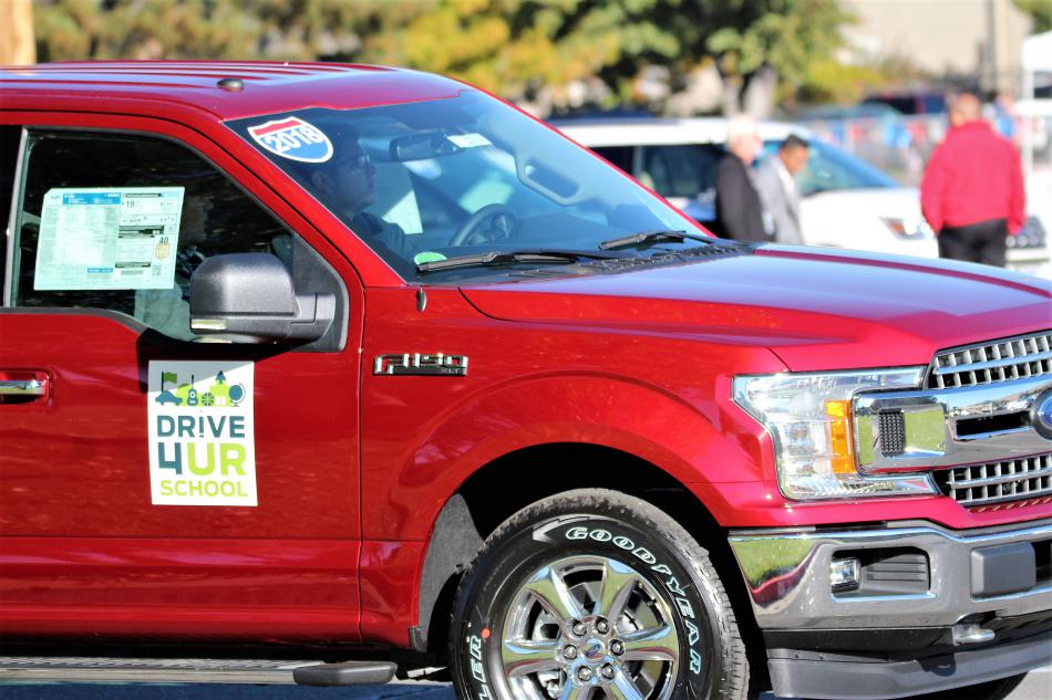 A Ford F-150 returns to CHS after a test drive Saturday morning.