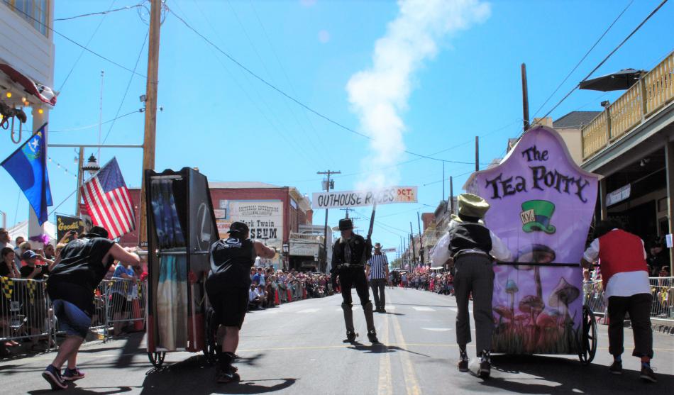 The World Championship Outhouse Races in Virginia City begin at noon. Photo by Scott McDaniel.