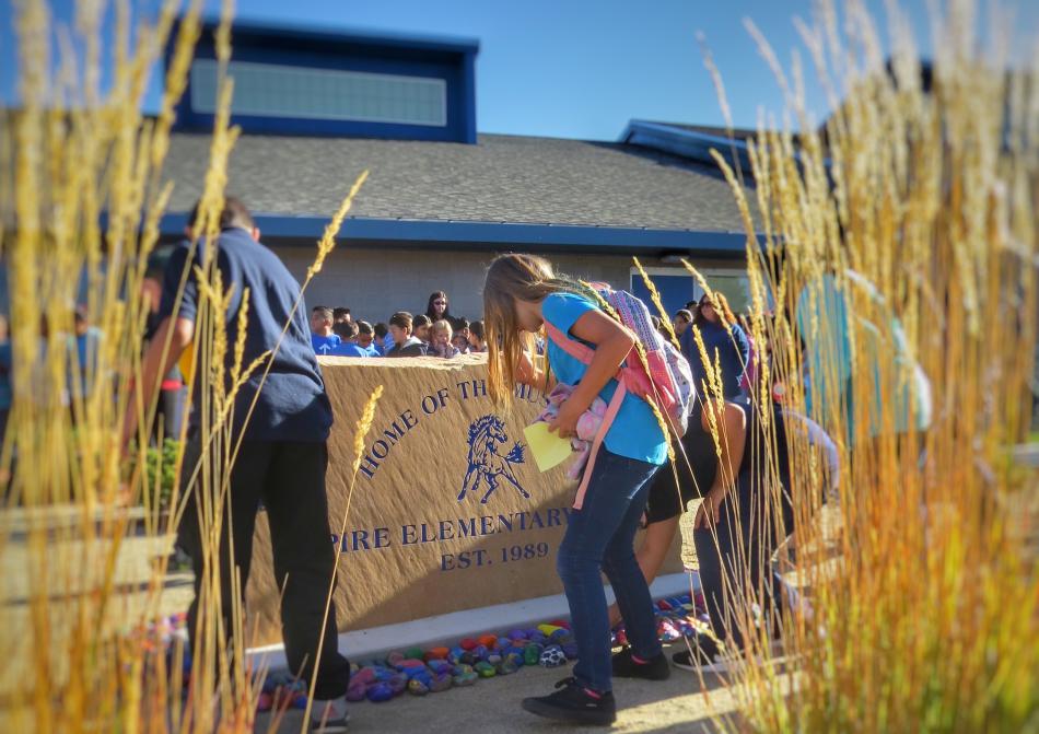 Students built a rock garden at Empire Elementary.