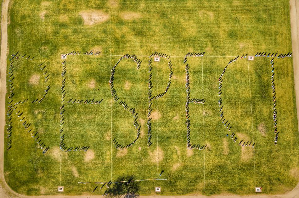 Students line up to spell 