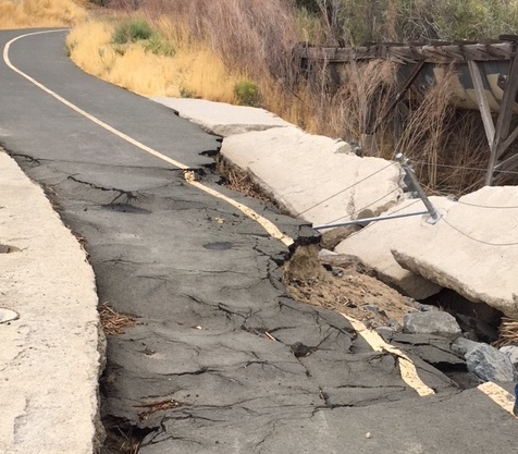 Asphalt trail in the Moffat Open Space area was damaged by flooding and will be repaired.