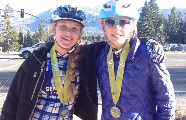 CHS Mountain Bike riders Elsa Harrison on the right and Annika Robison on the left.