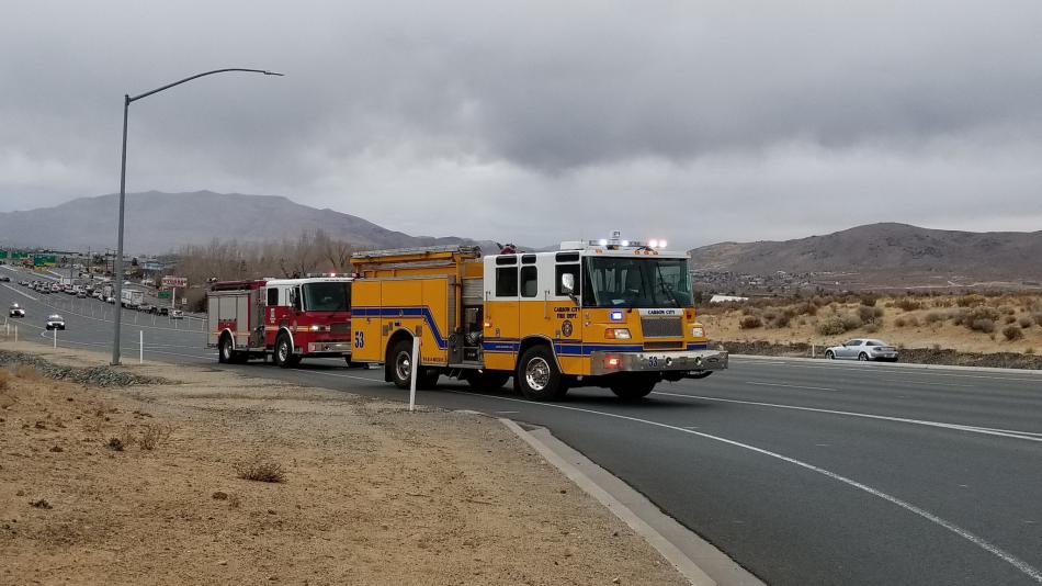 Accident at Highway 395 near Topsy. Photo by Carson City Fire Department. 