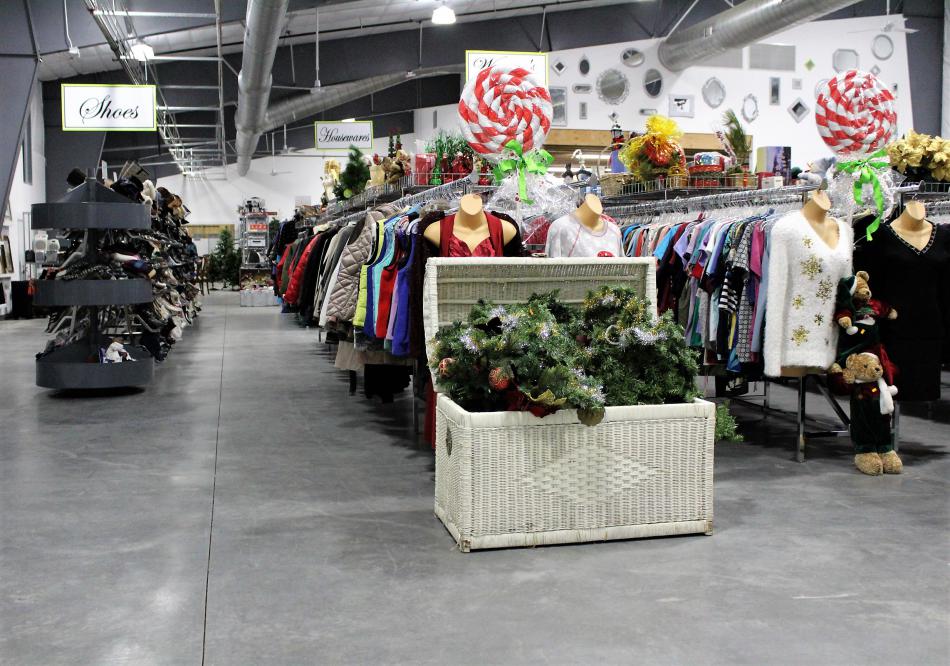 Merchandise stretches end to end inside the all-new Classy Seconds Thrift Store.