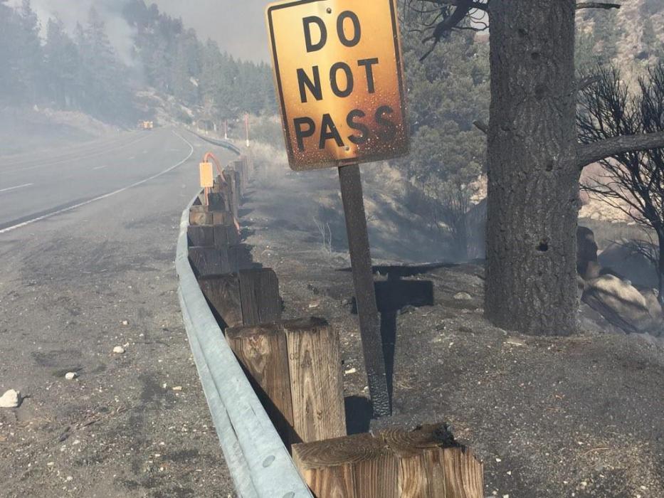 The fire started Monday and has burned 370 as of Tuesday. Photo by Mono County Sheriff's Office.