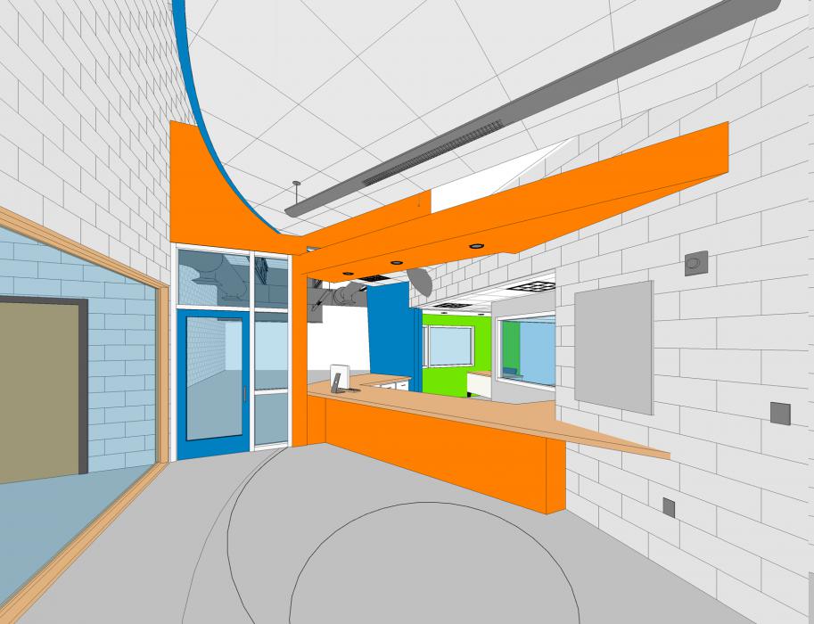 Artist’s rendering of the Boys & Girls Clubs of Western Nevada’s front entrance, looking to the outside.