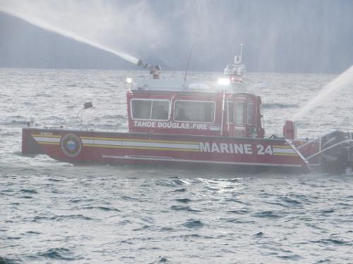 The boat can send water 300 feet, but the main function will be to pump water into pipes at shore.