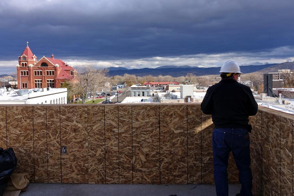 Steve Neighbors - Trustee, Hop & Mae Adams Foundation overlooking Carson City from 3rd floor balcony