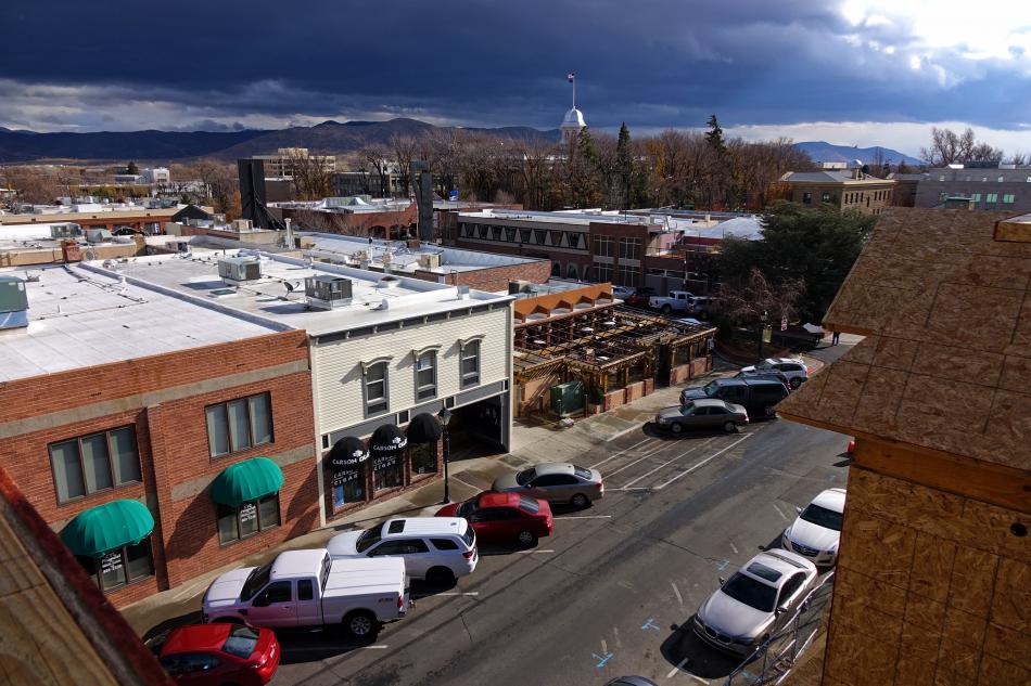View of Curry St. from 3rd story apartment