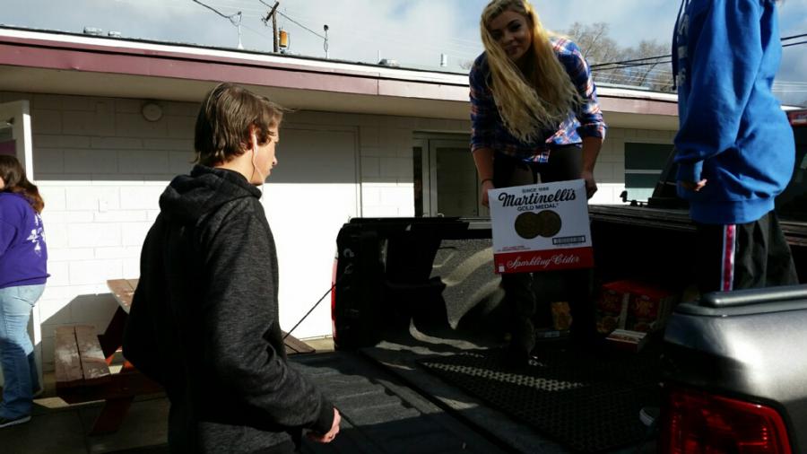 PHS students loading baskets for other schools.