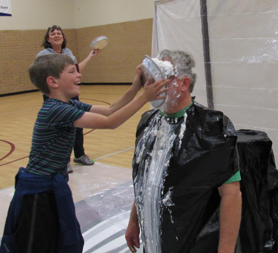 A student giving Mr. Karges the business.